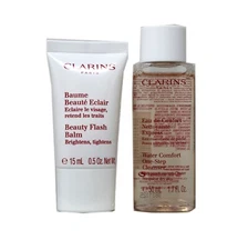 CLARINS WATER COMFORT ONE-STEP FACIAL CLEANSER 50ML & BEAUTY FLASH BALM 15ML UNB