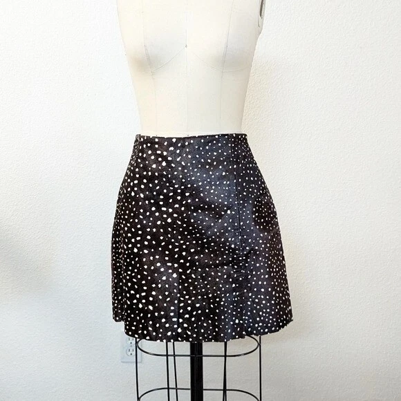 Kate Spade Falda Cuero Marrón Blanco 2 Vacas Animal Print Western Country Mini Foto 2 de 4