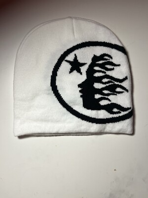 WHITE HELLSTAR BEANIE |Y2K Design|NEW| GRAPHIC BEANIE