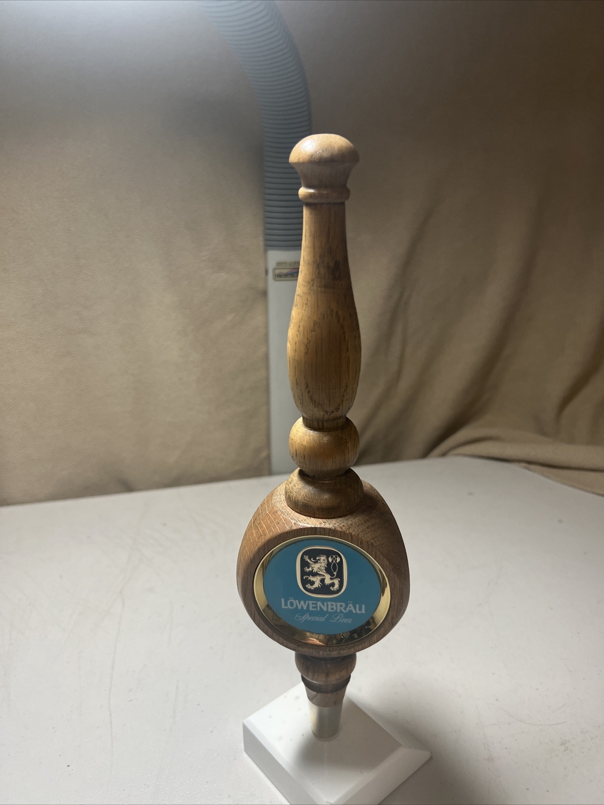 Vintage Lowenbrau Special Beer Tap Keg Handle 3 sided wood Rare eBay