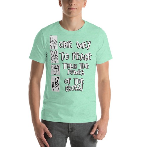 Unisex t-shirt: One Way to PEACE thru the POWER of the CROSS! Retro Jesus People - Picture 12 of 14