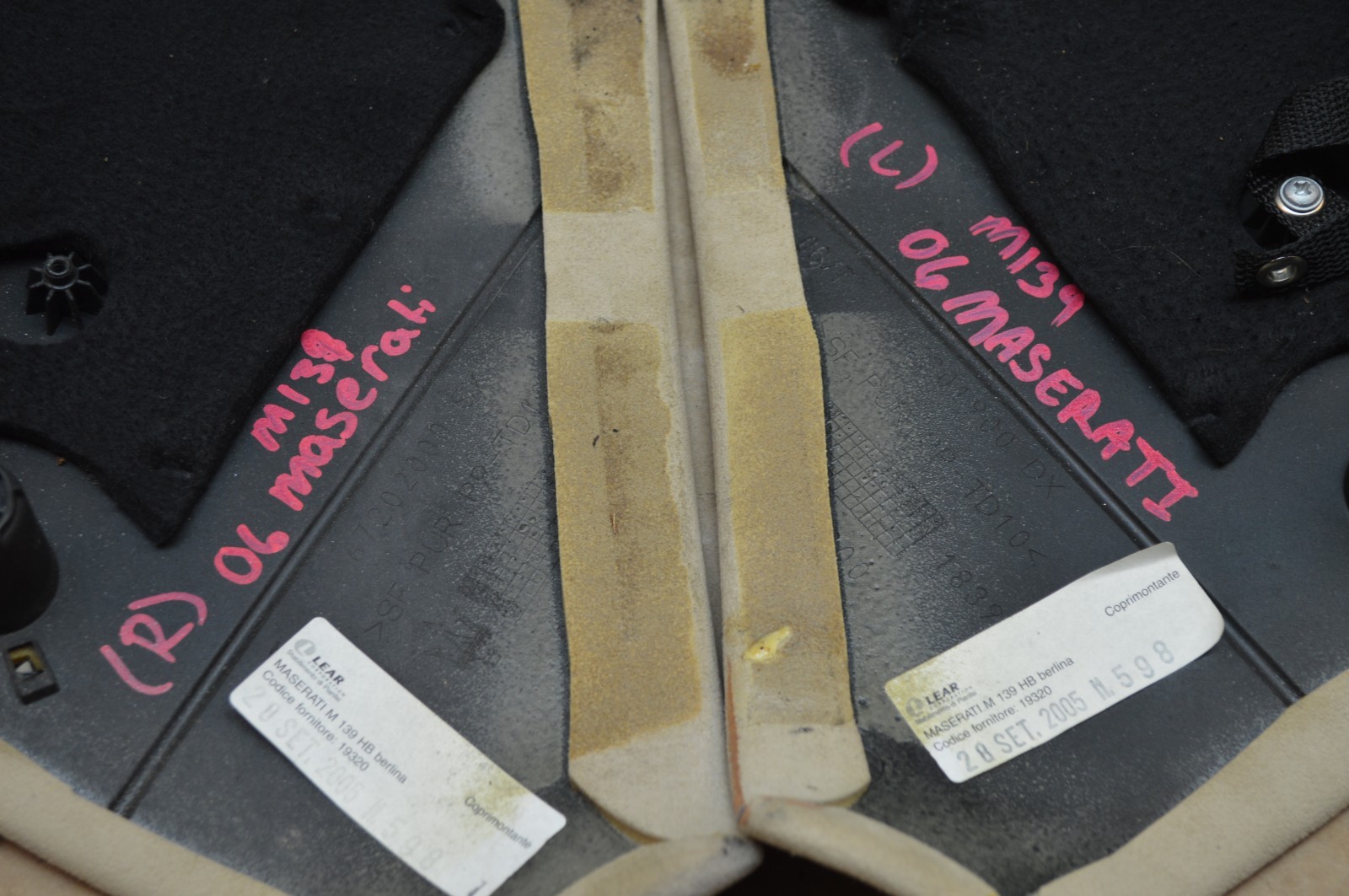 2006 M139 MASERATI QUATTROPORTE A, B,C PILLARS  LEFT & RIGHT SET OF  6 SUEDE 