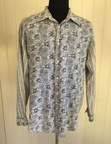 SHIRT Long sleeve COTTON Contrasting floral prints Guess XL Western Designer - Picture 2 of 8