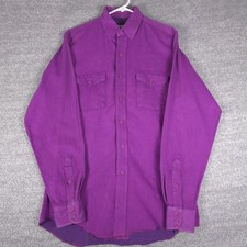Wrangler Shirt Mens Medium Purple Twill Cowboy Cut Long Sleeve Western USA VTG
