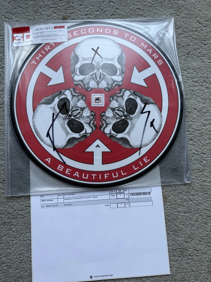 30 Thirty Seconds To Mars SIGNED A Beautiful Lie 20th Jared Leto Shannon Leto  - Image 4 of 4