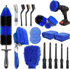 20PCS Car Wheel Tire Detailing Brush Set Auto Cleaning Kit 17" Long Handle Rim