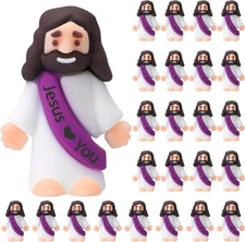 Bememo 25 Pcs Little Jesus Figures Original Design Easter Jesus Love You Mini