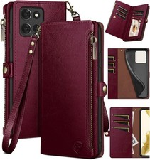 Wallet Case Zipper Credit Card Holder for Moto G 5G 2025 G Play 2026 RFID Bl