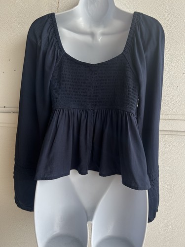 Blusa Autoestima Acanalada Cuello en V Inserción de Encaje Azul Marino Muñeca Bebé Mediana Junior Nueva - Imagen 3 de 13