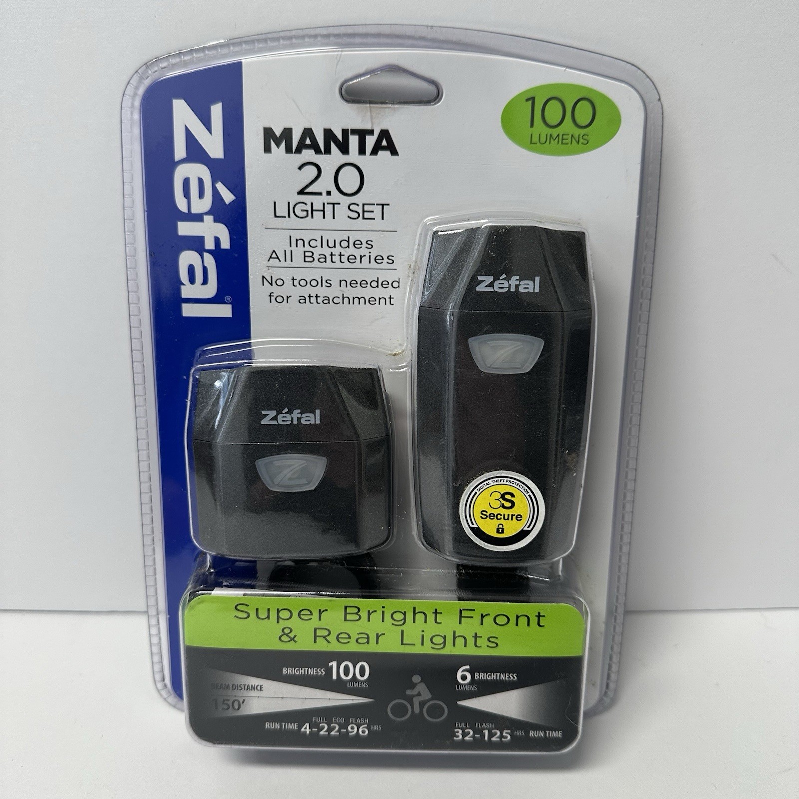 Zefal Manta 2.0 LED Front & Rear Bike Lights Set Super Bright 100 Lumens New