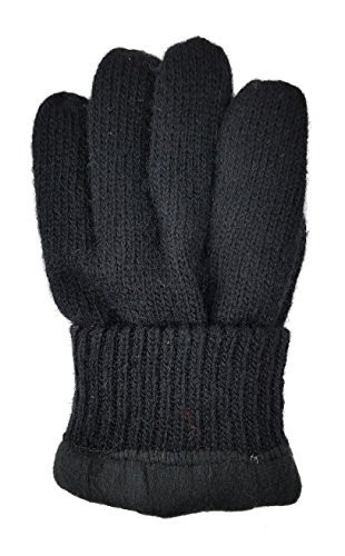 Men Pure Wool Knit Gloves with Thinsulate Lining and XX-Large True Black - Picture 5 of 5