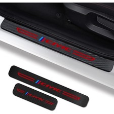 4pcs Door Sill Protector Reflective 4d Carbon Fiber Sticker For Honda Civic