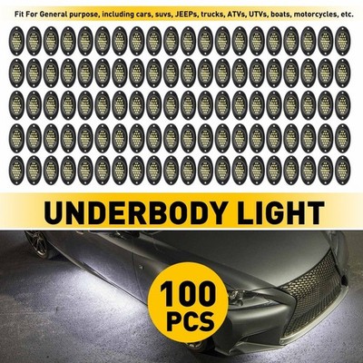 100* White LED Under Underglow Underbody System Neon Light Kit Lamp Waterproof H