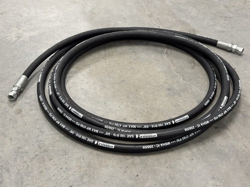 20 FT HYDRAULA SAE 100 R16 3/8" HYDRAULIC MSHA 4780-PSI HOSE W/ FEMALE FITTINGS - Picture 2 of 7