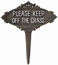Esschert Design TT207 Series Please Keep Off The Grass 9"H, Black and White