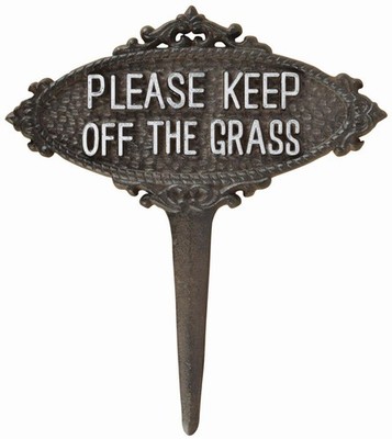 Esschert Design TT207 Series Please Keep Off The Grass 9''H, Black and White 