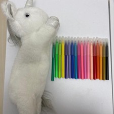 Unicorn pencil case with 18 colored pens be7fbe