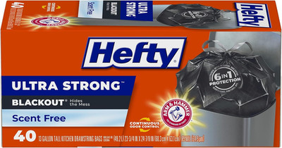 Hefty Ultra Strong 13 Gallon Trash Bags, Black Tall Kitchen Trash Bags 13 Gallon