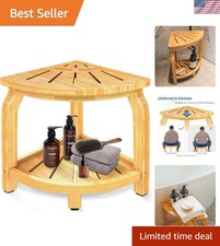 Elegant Bamboo Corner Shower Stool - Waterproof Bath Bench for Safety  Storage