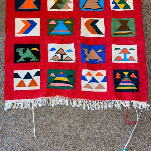 Tunisian Hand Woven Wool Kilim Motifs Tapestry Rug 31"x72" - Picture 5 of 9