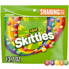 Skittles Sour Candy, Chewy Fruit Candies, Share Size, 13.7 oz Bag