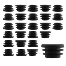 30Pcs 25mm/1Inch Round Plastic Plug, Pipe Tubing End Cap, Black Furniture Fin...