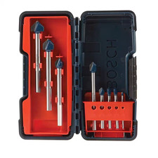 Carbide-Tipped Glass and Tile Drill Bit Set 8-Piece 