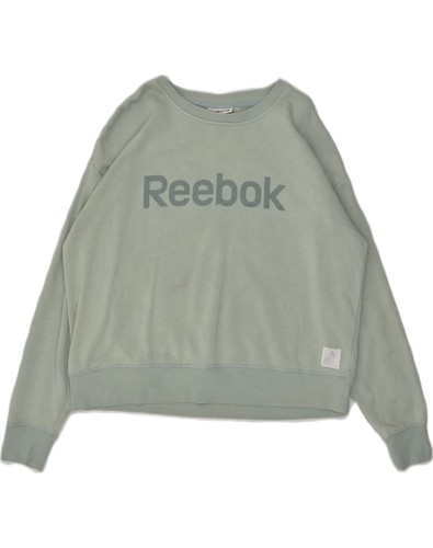 Reebok Damen Grafik Sweatshirt Pullover UK 18 XL grün AK09