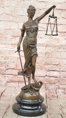 Blind Lady of Justice Themis Bronze Statue Law Mayer Art Deco Sculpture Artwork