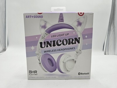 Unicorn  ART+SOUND LED Light Up Bluetooth Wireless / Wired Headphones New