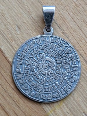 Anhänger Amulett Diskos Phaistos 925 Sterling Silber Antiker Stil Handgefertigt