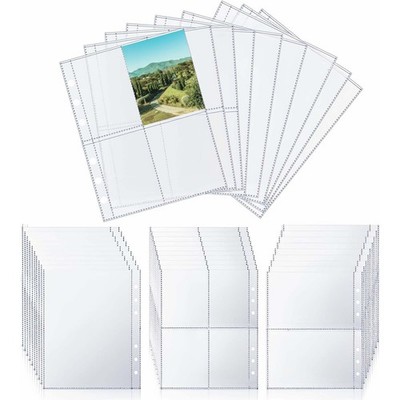 card folder sleeves 30 PCS A5 Binder Pockets 6 Holes Card Sleeves Waterproof PVC Zipper Folders