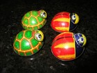 Tin Round Lady Bugs Turtles Lot of 4 2 of each Push Motors 50+ Years Old — photo 3
