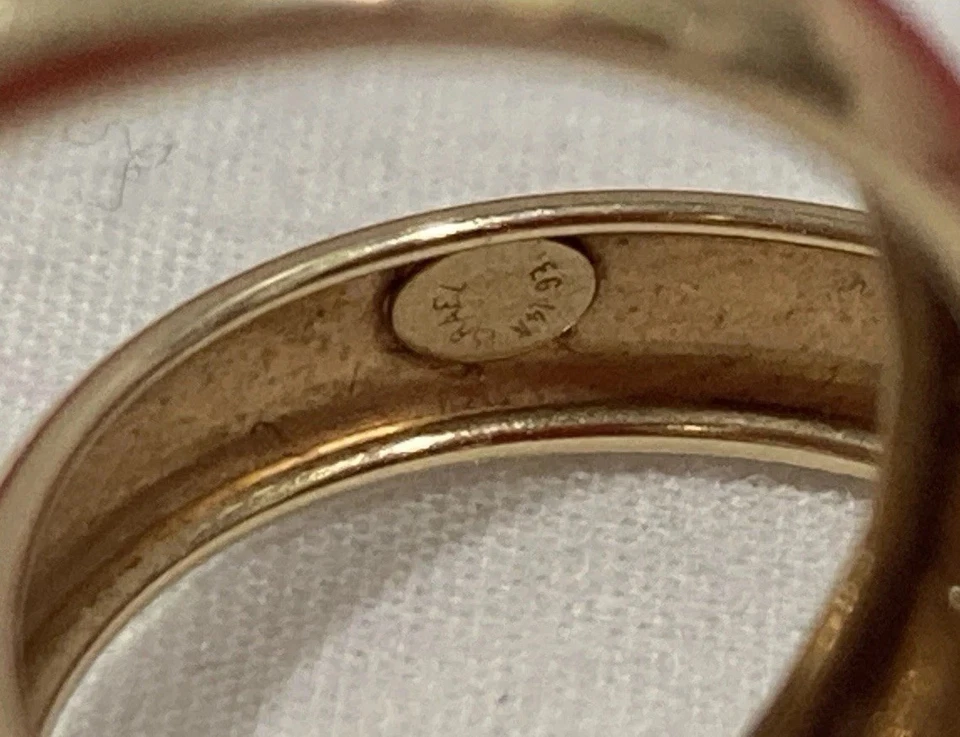 Anillo EG EternaGold Israel Oro Amarillo 14k Doble Superposición Banda 2.23g TALLA 8.5 Foto 2 de 4