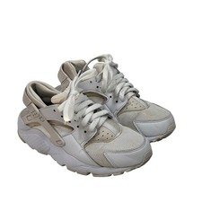 Nike Air Huaraches Big Kids Triple White Running Tennis Shoe Unisex 5 Sporty