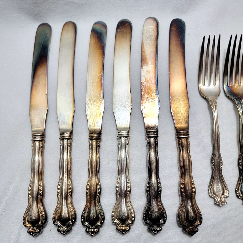 Cuchillos y horquillas (6-10") de diseño Faneuil 1908 de 1847 Rogers Bros Bueno Foto 4 de 4