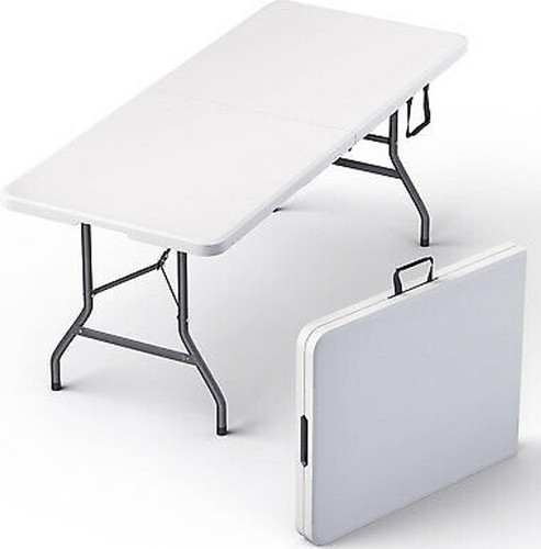USED 4/6 Ft Plastic Folding Table - Perfect for Indoor/Outdoor Dining & Parties - Picture 1 of 10