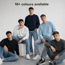 Mens Plain Sweatshirt Fleece Crew Neck Jumper Heavy Cotton Pullover Soft Comfy