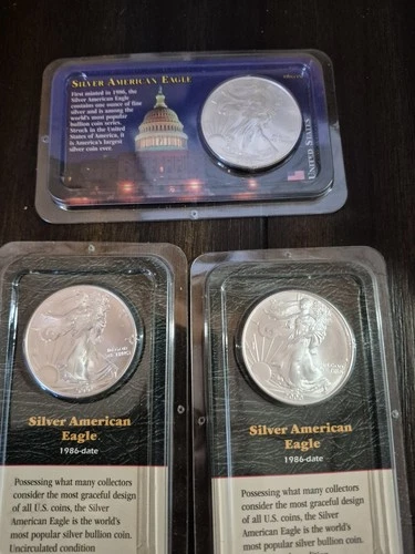 Lot of 3 American Silver Eagle 1oz Fine silver $1 in Littleton Package Year 2000