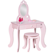 UK Stock: Kids Vanity Table & Stool Set with Mirror – Fast Dispatch – Paparuska