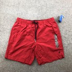 Nautica Swim Trunks Mens Large Red T3600J Elastic Waist Drawstring Mesh Lined