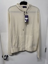 RALPH LAUREN PURPLE Label Cashmere Hooded ZIP Sweater Cream Men XXL NEW W/Tags