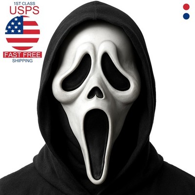 Scream Ghostface Realistic Hooded Horror Screamer Ghost Mask Halloween Face Mask