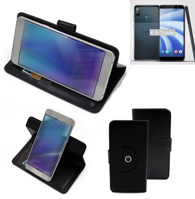 For HTC U12 life protective case black cover bag wallet flipstyle