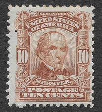 MMK Philately: US Scott #307 MLH 10c Red Brown Webster SCV $60