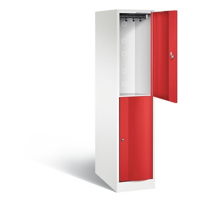 Schließfachschrank, Fächerschrank, Tiefe 740 mm, 2 Fächer, Korpus Lichtgrau