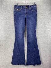 True Religion Joey Mid Rise Flare Jeans Womens Size 26 Blue Denim Stretch