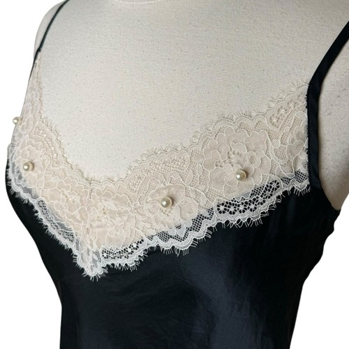 Intimissimi Nightwear Silk Lace Beaded Trim Tank Top Women’s Small Minimalist - Picture 4 of 10