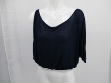 Bebe Crop Top Women's Extra Small Blue Short Sleeve Semi Sheer Y2K Made in USA