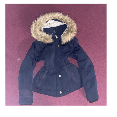 Hollister Damen Parka Ultimate Down Collection dunkelblau mit Fellkapuze Größe M